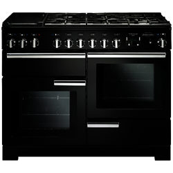 Rangemaster Professional Deluxe 110 Dual Fuel Range Cooker Gloss Black